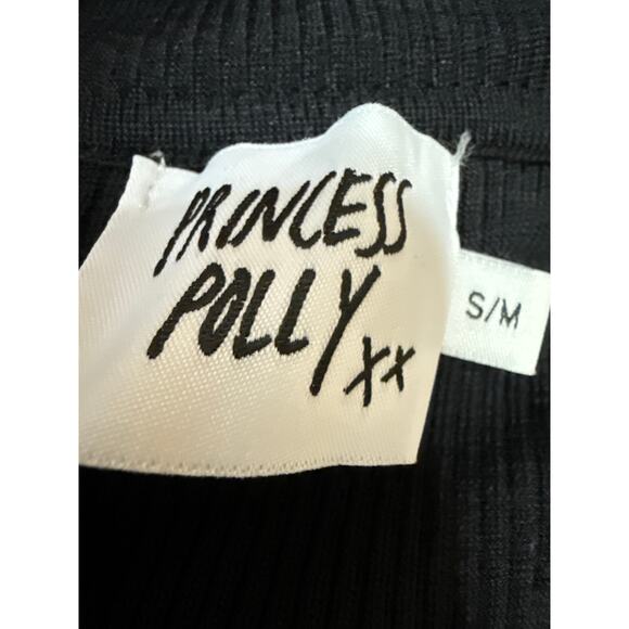Princess Polly Black Long Sleeve Cutout Ribbed Knit Mock Neck Bodysuit Top S/M - Picture 3 of 4